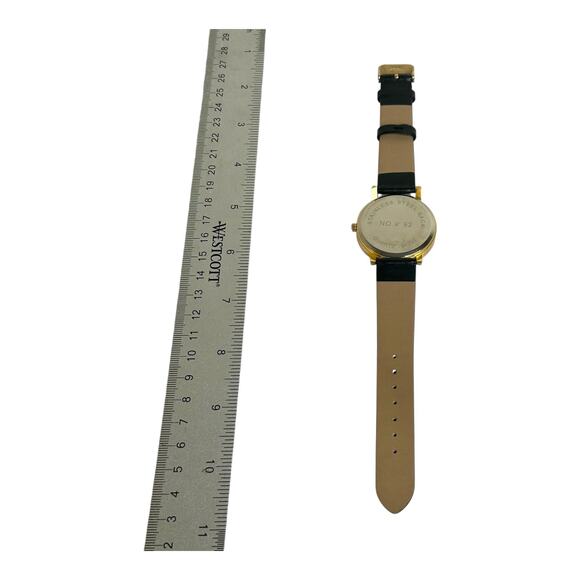 Novelty Untested Who Cares I’m Late Anyway Gold Tone Analog Black Band Watch - Picture 4 of 5
